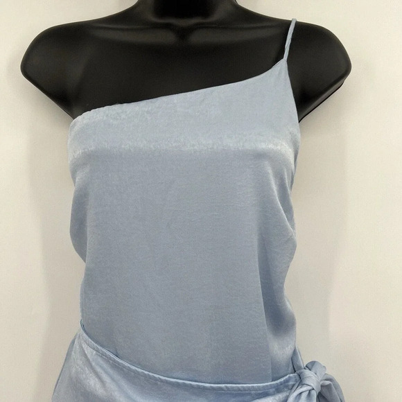 Lucy In‎ The Sky Santorini Satin Wrap Dress One Shoulder Women’s Size Large - Picture 4 of 11